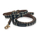Black and white plaid checkered dog bowtie  and leash french bulldog